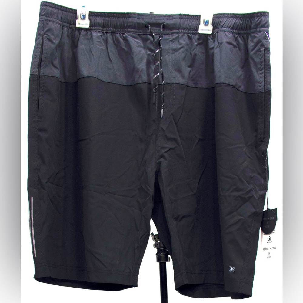 3XL Kenneth Cole Mens Active Performance Shorts Lightweight Stretch Black Gray